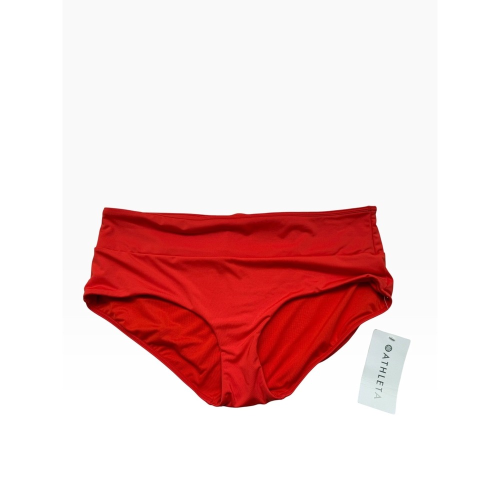 Athleta Essential Swim Boyshort Red/ Orange Bottoms Large NEW
